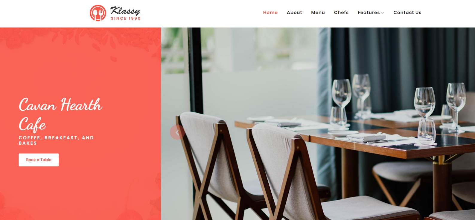 Cafe and restaurant website preview